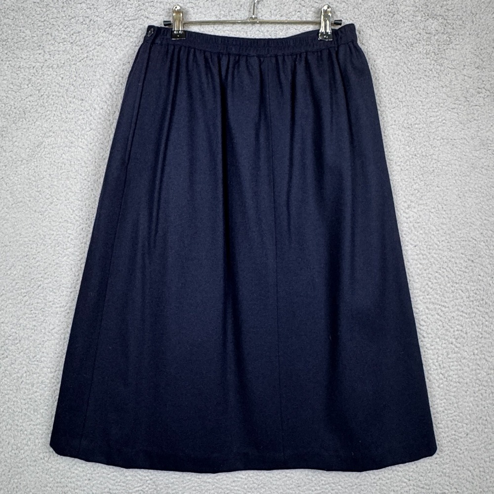 VTG Personal Skirt Womens 12 Blue Wool USA Made Minimalist Basic Capsule Classic - Picture 2 of 12